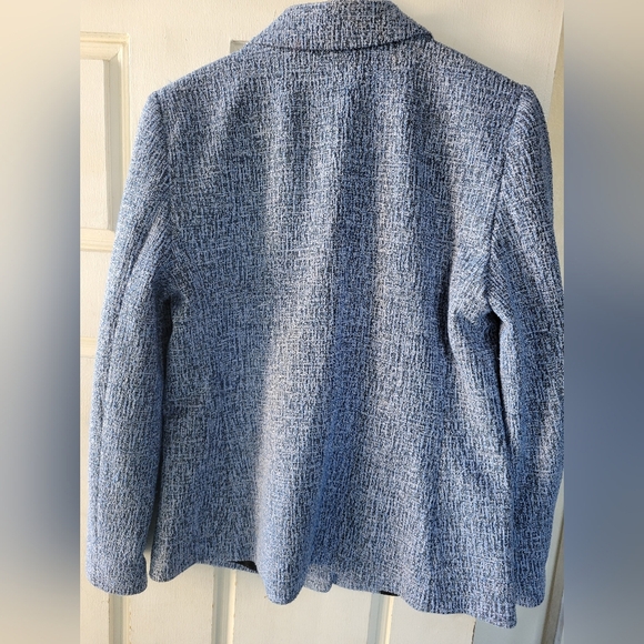 LOFT Women's Tweed Blue BlazerJacket Size L - Picture 2 of 10